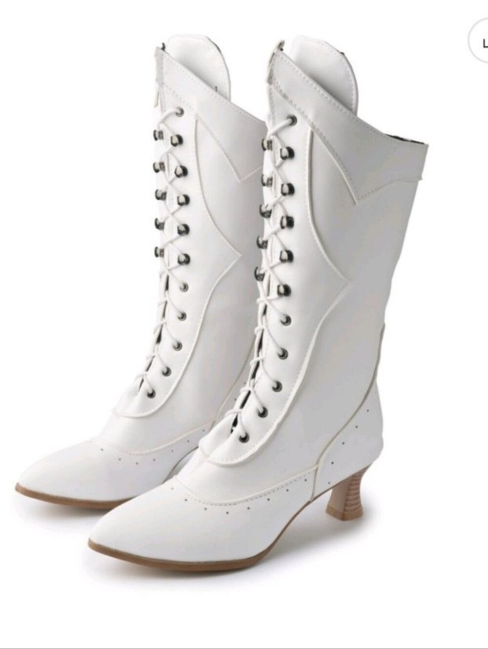 BRAND NEW White Lace-up Retro British Style Boots Size 38 eu (us 7.5)
